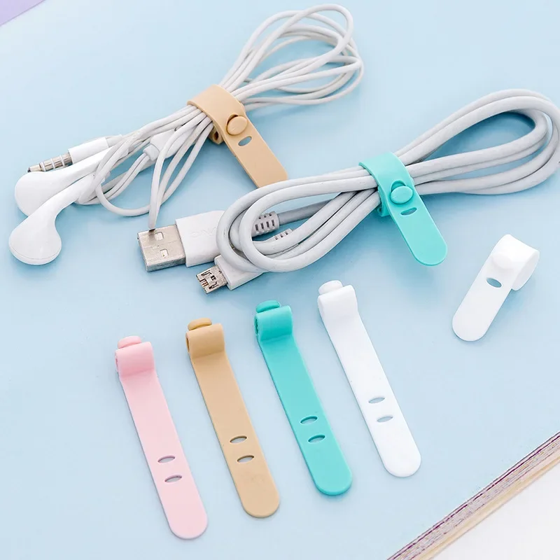 

Silicone Cable Winder Organizer Earphone Clips Wire Cord Management Buckle Straps Wiring Accessories Desktop Organization