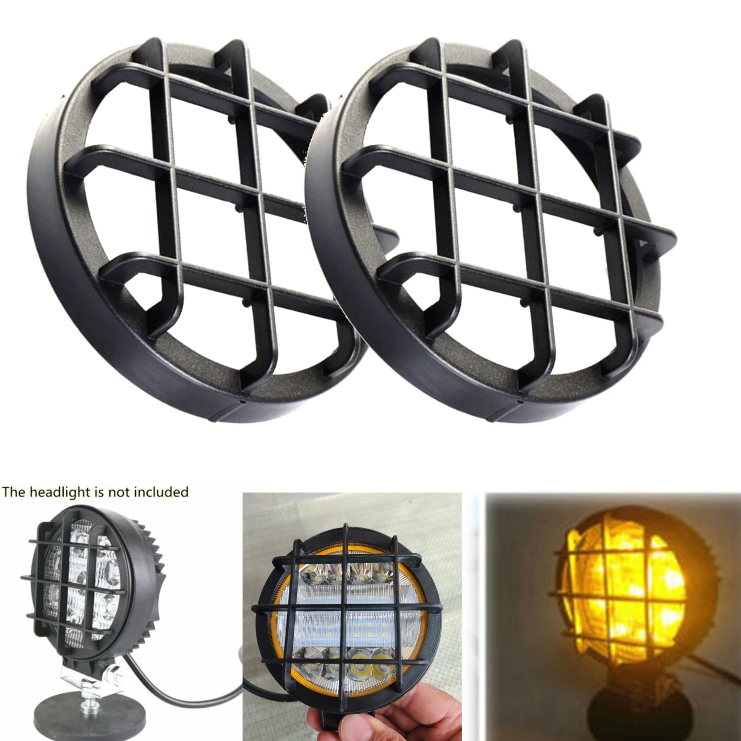

2pcs 4 inch Led Work Light Covers Headlight Mesh Grille Protective Black Round Guard Cover Fog Lampshade for Motorcycle ATV SUV