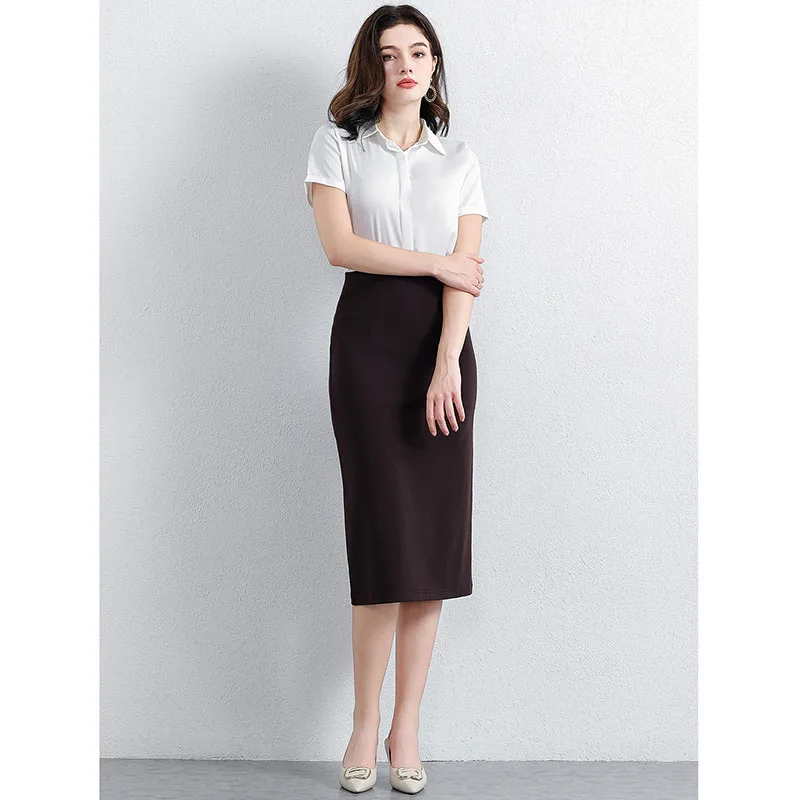 2024 Summer A-line Skirt High Waist Mid Skirt Slim Professional Hip Wrap Skirt