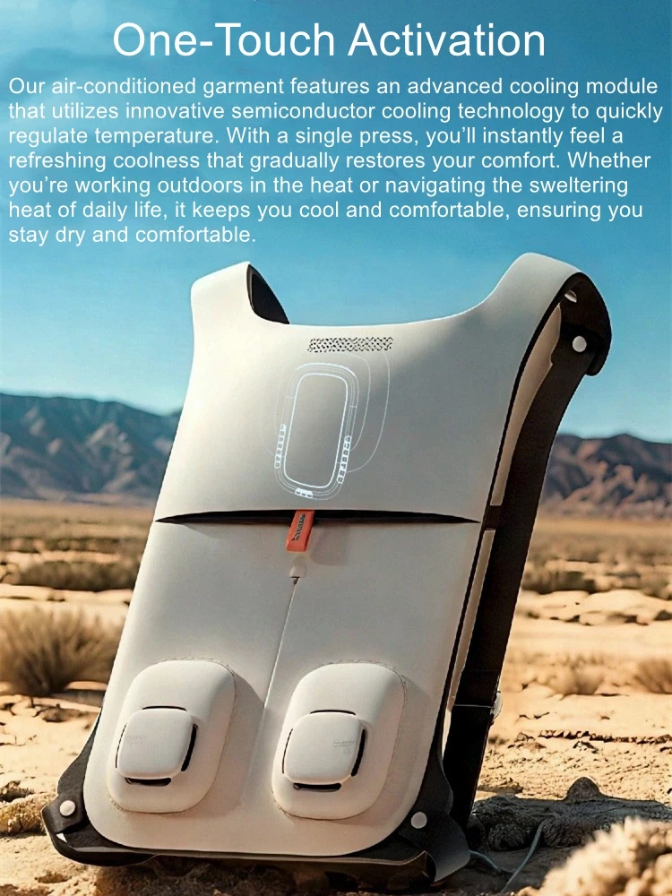 

Semiconductor-cooled cooling vests, cooling back pads, and fans for outdoor construction sites