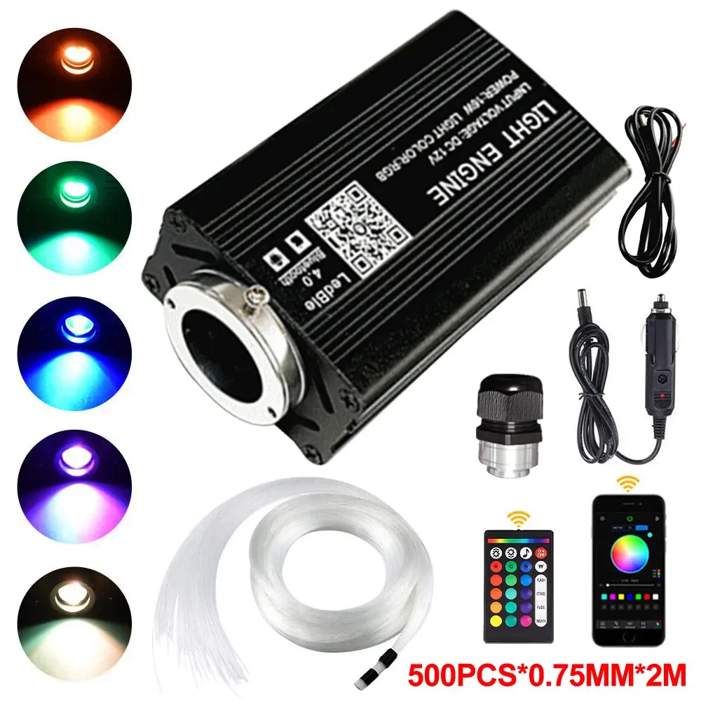 Auto Sterrenhemel Licht Auto Home Glasvezel Verlichting Sfeer Lamp Muziek Controle Plafondverlichting RGB 12 W 8 kleuren Auto Styling DIY