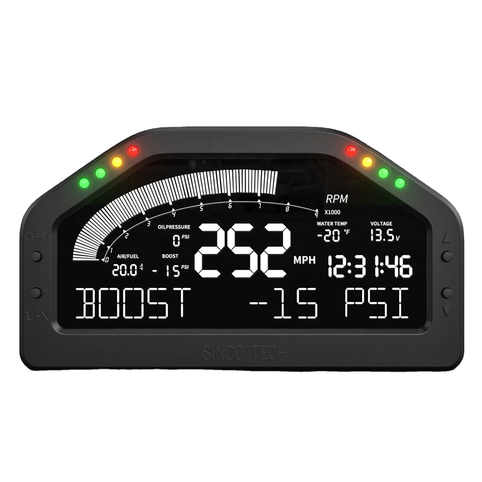 

QSF SincoTech Универсальный ЖК-дисплей Race Dash Boost AFR EGT Пресс для масла Температура воды Вольт Спидометр Об/мин ODO Измеритель манометра DO922
