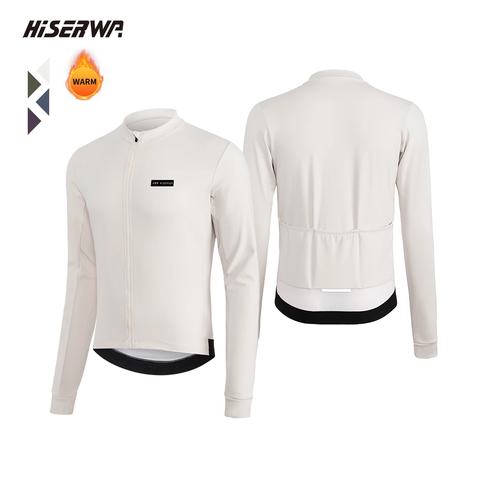 

HISERWA Winter Cycling Jersey Keep Warm Long Sleeve Bicycle Shirts Hight Quality Thermal Fleece Cycling Jersey MTB Bike Clothing