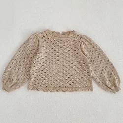 Autumn Children Baby Loose Sweater Knit Winter Hollowed Out Baby Girl Clothes Round Neck Kids Toddler Girl Pullover Baby Outer
