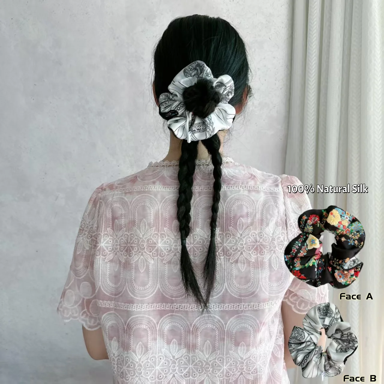 لينة الأسود Scrunchies الحرير الشعر التعادل أنيقة كبيرة 100% التوت الحرير رباط شعر للنساء ذيل حصان حامل العلاقات من إكسسوارات الشعر