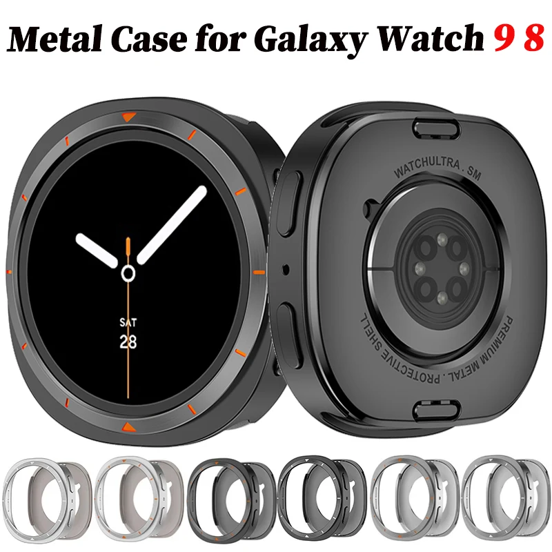 Metal Case for Samsung Galaxy Watch 9 8 44 40mm Stainless Steel Protective Cover Rugged Bumper Shell for Galaxy Watch8 Protector