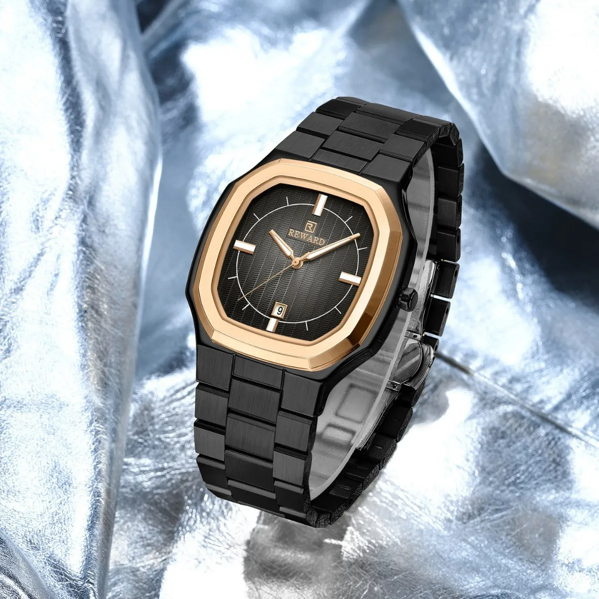 ساعة رجال الأعمال الفاخرة الراقية، ساعة رجالية بحزام فولاذي أنيق مقاومة للماء، ساعة كوارتز بسيطة مضيئة