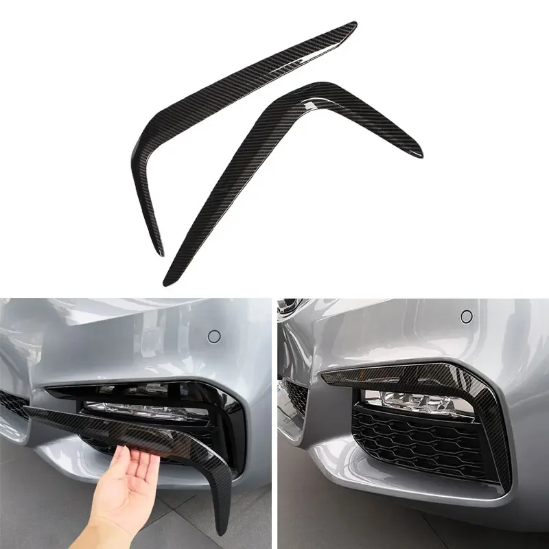 

For BMW 5 Series G30 530liM 2018 - 2022 2pcs ABS Carbon Fiber Texture Front Fog Lights Lamp Eyelid Eyebrows Strips Cover Trim