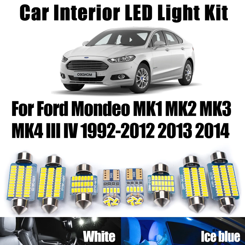 

Светодиодный внутренний купольный светильник для багажника, комплект ламп для чтения для Ford Mondeo MK1 MK2 MK3 MK4 III IV 1992-2012 2013 2014 автомобильные аксессуары