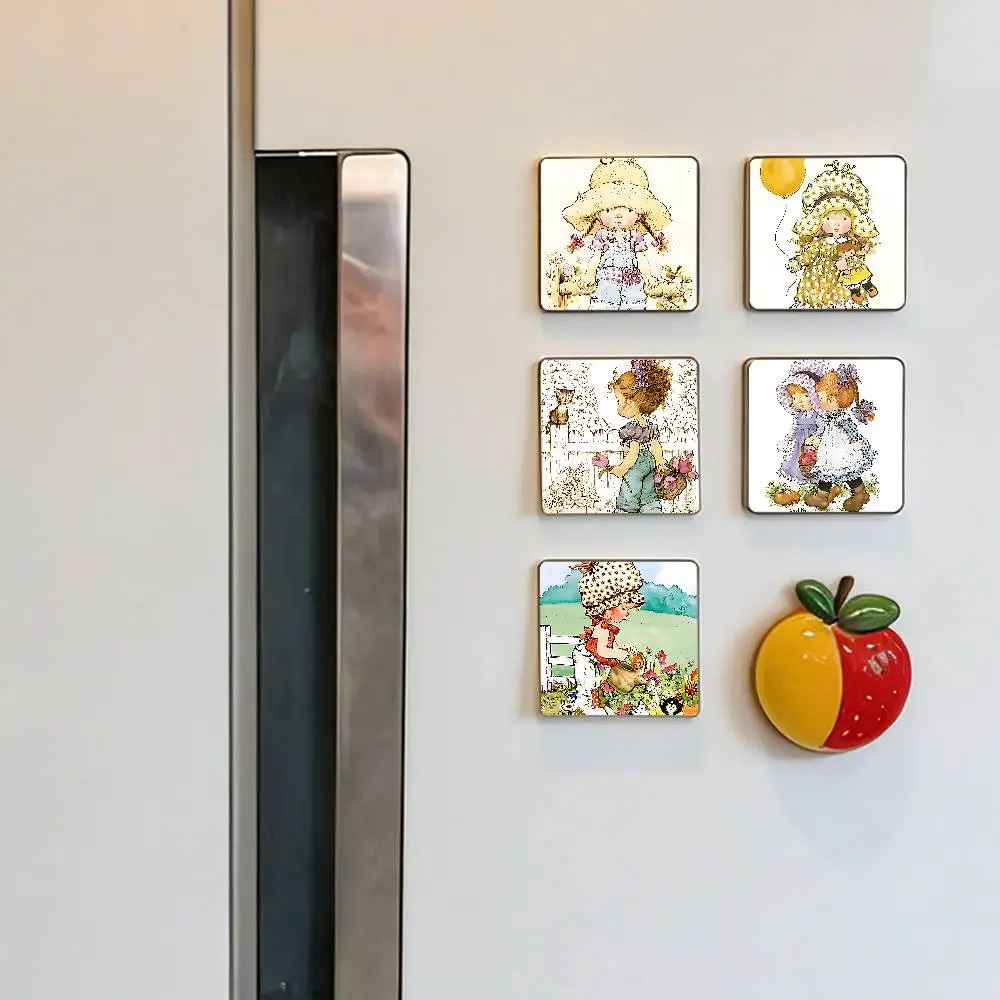 S-Sarah Kay Little Girl Refrigerator Magnet Personalized Fridge Magnet Square Shape Fridge Refrigerator Wall Door Decoration