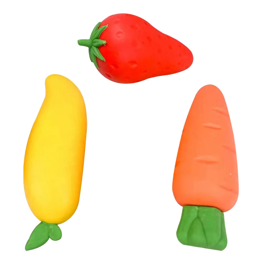 

3 Pcs Fruit Shaped Erasers Cartoon Pencil School Supplies Cute Rubber Kids Stationery Gifts Multi Function Tools For Students