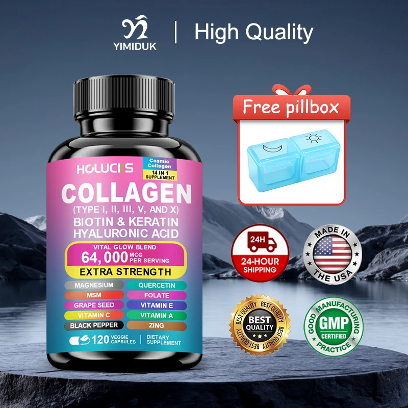 

Pure Collagen Capsules, with Grape Seed Extract, Support Enhances Skin Barrier, Hydration & Wound Healing, Skin Firmness, Vegan