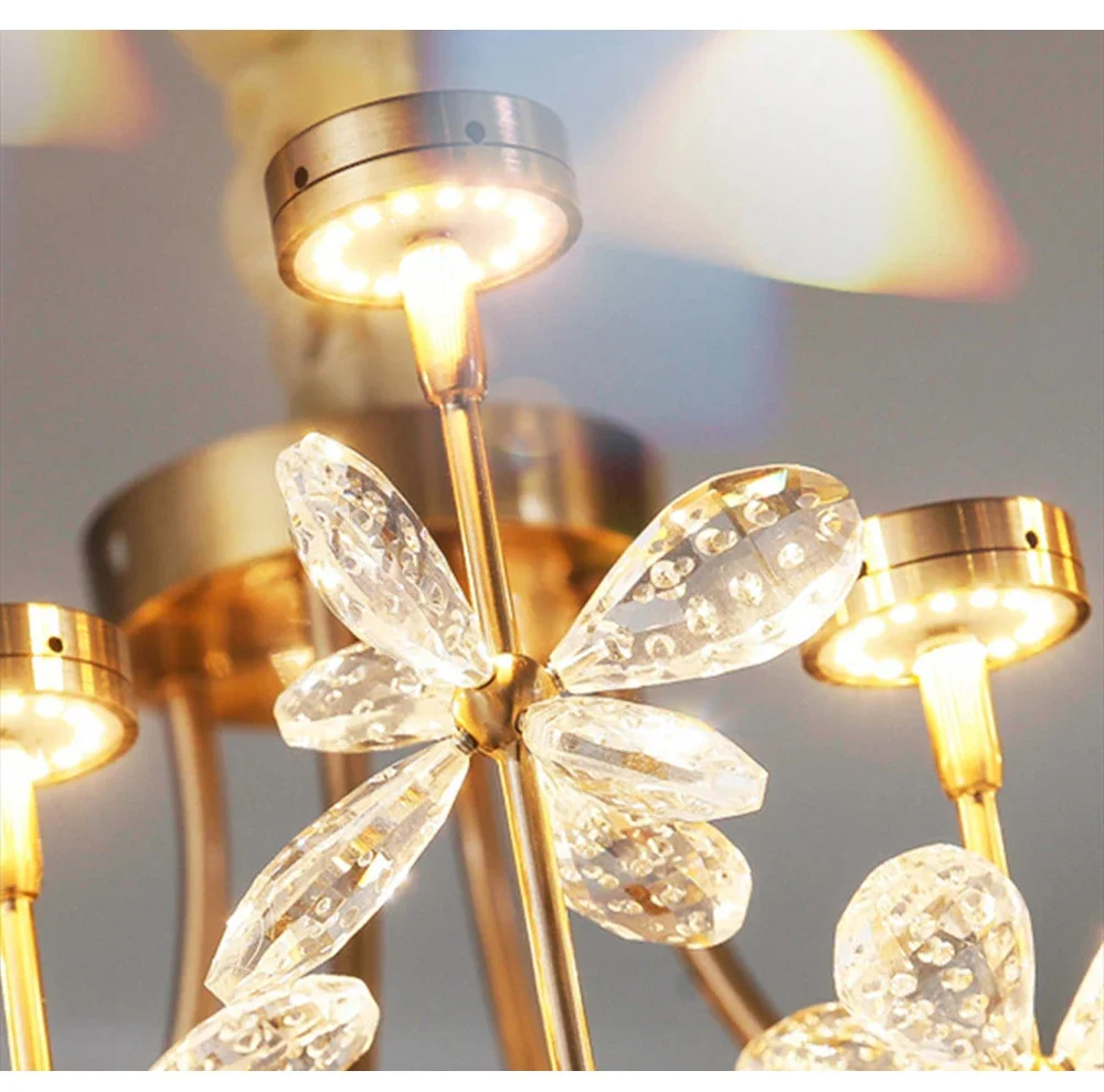 

Modern Flower Crystal Chandeliers Lighting For Living Room Kitchen Island Bedroom Pendant Lamp Home Decor Hanging Light Fixtures