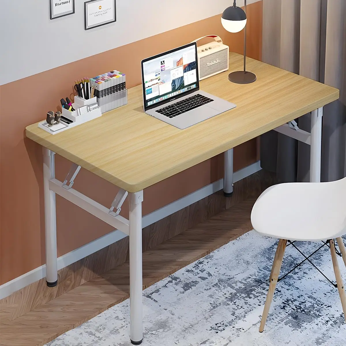 

Study Table No Assembly Required,Writing Computer Space Saving Folding Table for Home