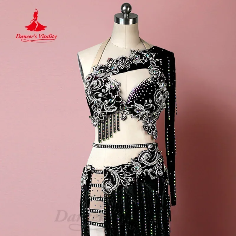 Belly Dancer Costume Custom High-end Luxury Rhinestone Tassels Performance Set Adult and Child Oriental Dance Competition Outfit