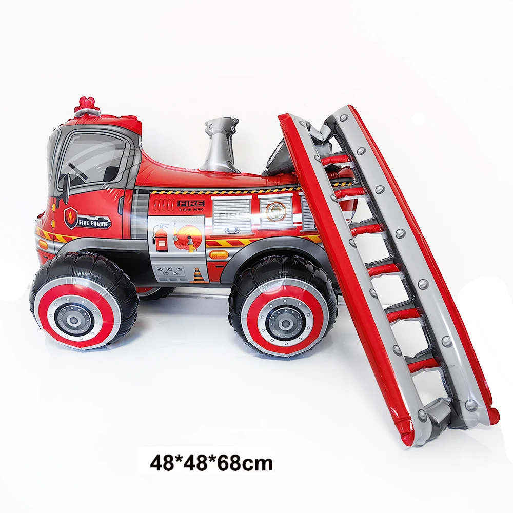 3D Firetruck Party Balloon Self Standing Fire Engine Balloon Firefighter Sam Balloon Firetruck Birthday Party Decoration