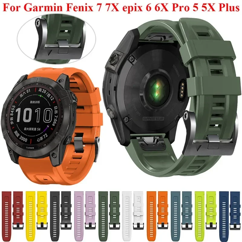

26 22 20MM Silicone QuickFit Straps For Garmin Fenix 8 7X 7 7S 6X 6 6S Pro 5 5X 5S Smartwatch Easyfit Wristband Bracelet Correa
