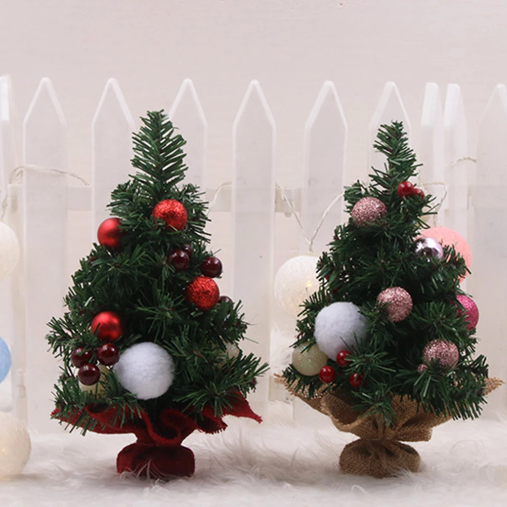 

Mini Christmas Tree Desktop Ornament Small Tabletop Artificial Pine Trees Decorations