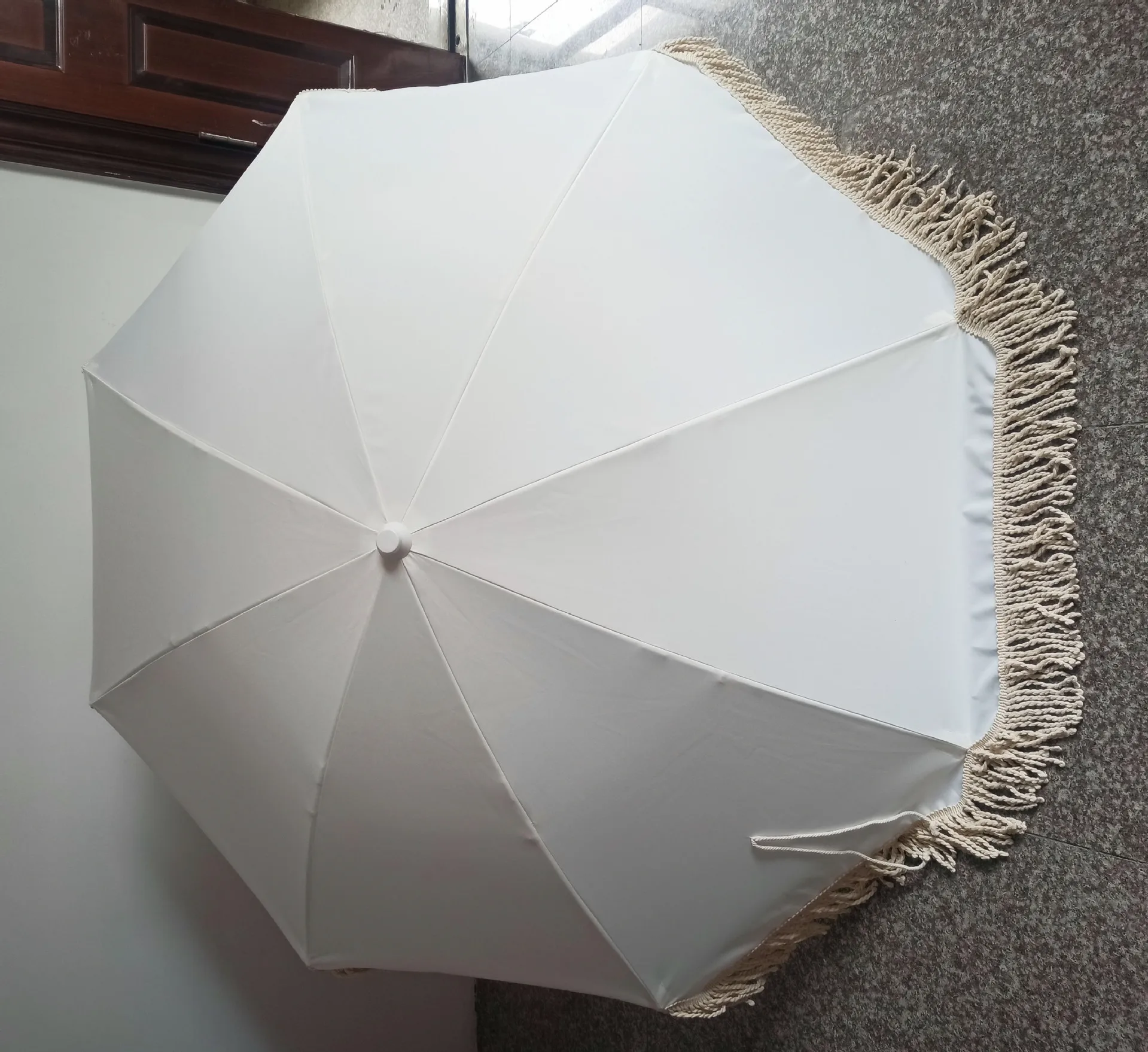 For UV-Resistant Wooden Umbrella with Tassels, Outdoor Portable Sun Shade for Homestay