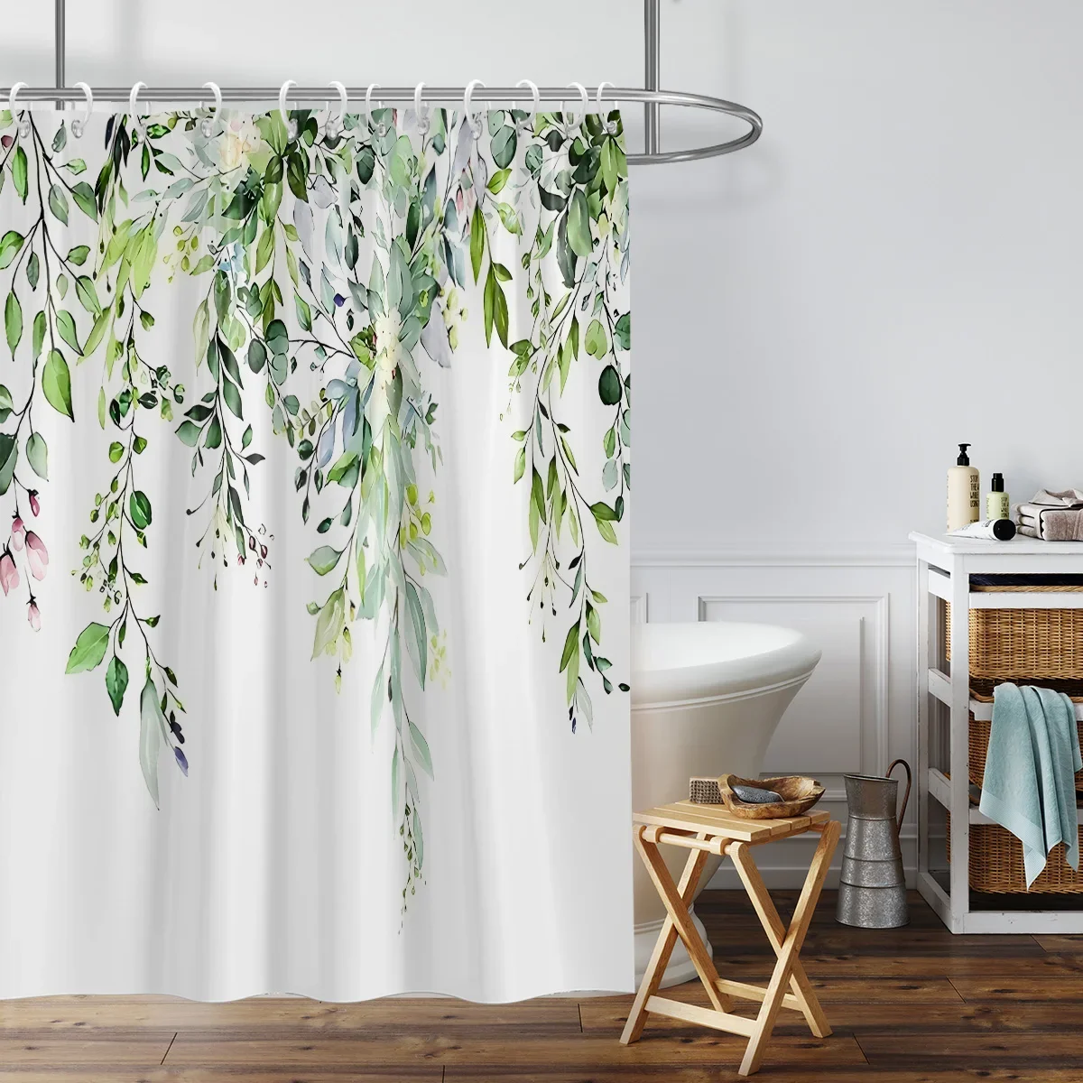 Eucalyptus Print Bathroom Shower Curtain 3