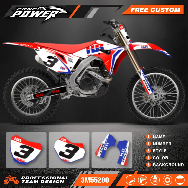

Powerzone Motorcycle Graphic Decal Stickers Kits For Honda CRF250RX 2018-2021 CRF450RX 2017-2020 Number Name Customize 009