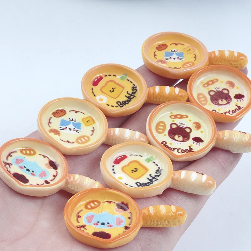 10/100개 귀여운 팬 도넛 빵 인형집 플랫백 스크랩북킹 DIY 레진 카보숑 수제 장식 액세서리 썸네일 3