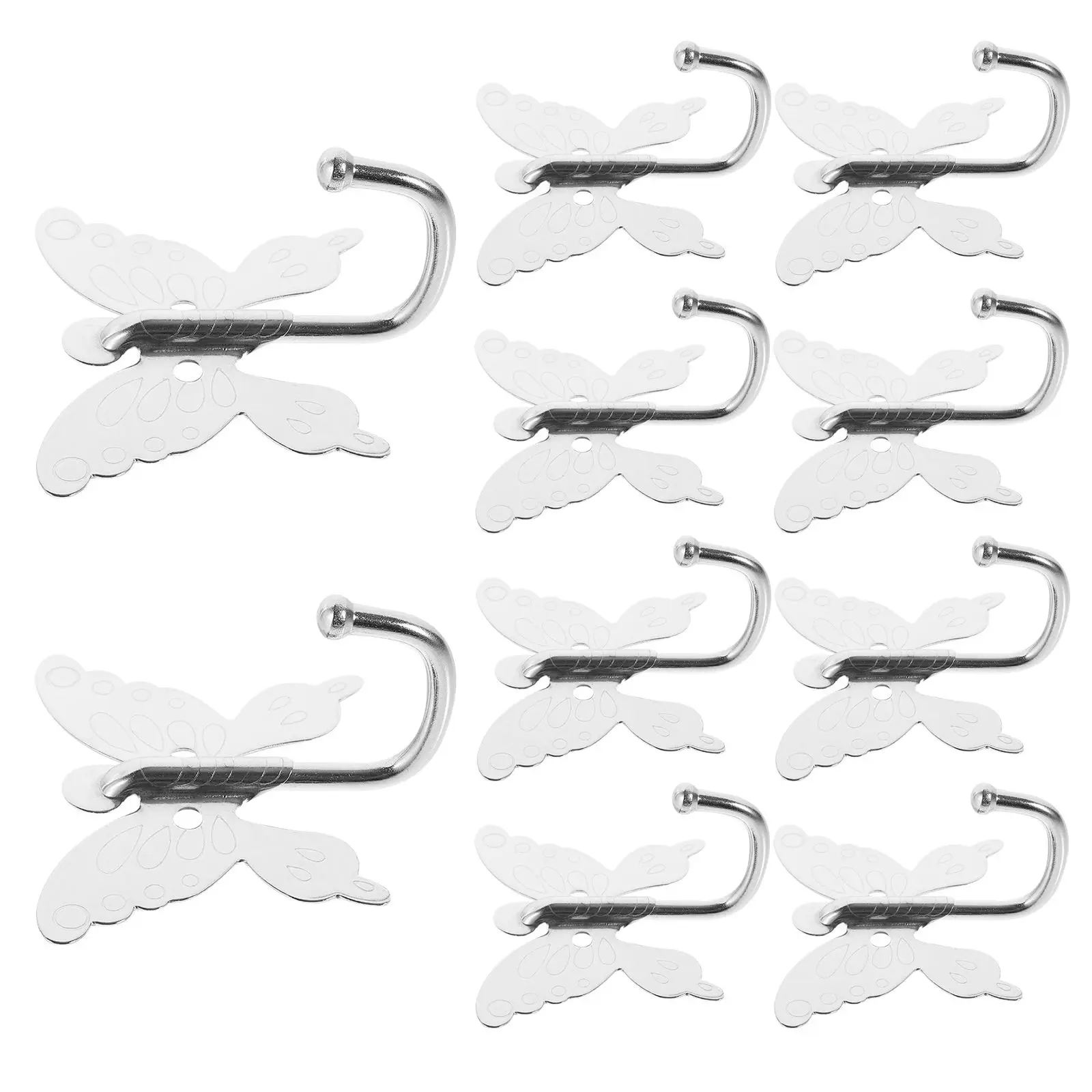 

1 set Stainless Steel Butterfly Hooks Heavy Duty Wall Mounted Kitchen Bathroom Silver Metal Decor Universal Storage