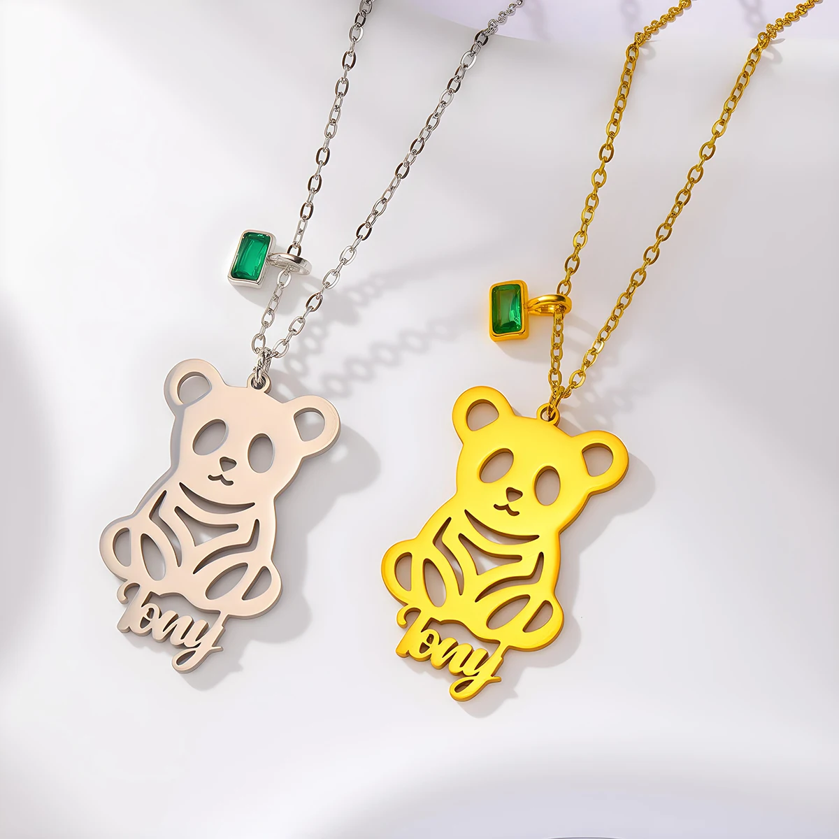 Todorova Personalized Custom Name Stainless Steel Cute Panda Pendant Necklaces Chinese National Treasure For Women Jewelry