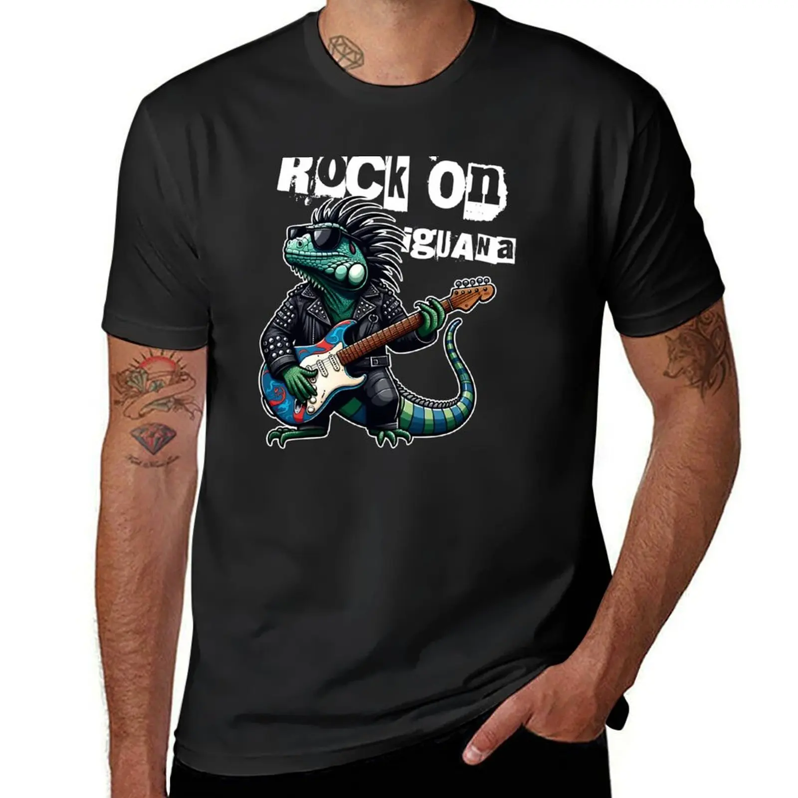

ROCK ON, IGUANA T-Shirt quick drying cotton graphic tees sports fans T-shirts oversize mens t shirts top quality