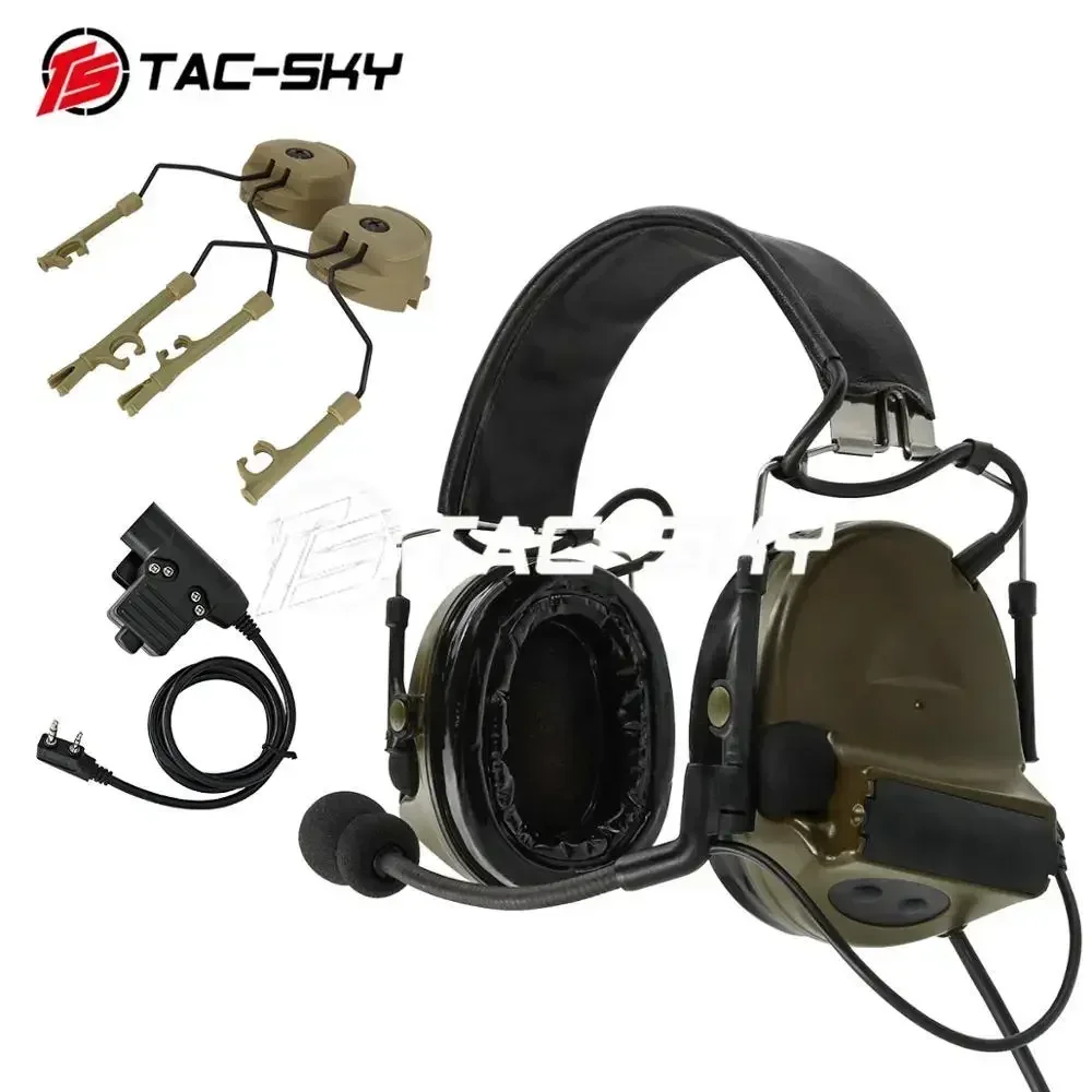 TAC-SKY COMTA II Tactical Headphones + PTT Adapter U94 PTT K Plug + Helme ARCOPS-CORE Helmet Rail Adapter COMTA Headphone