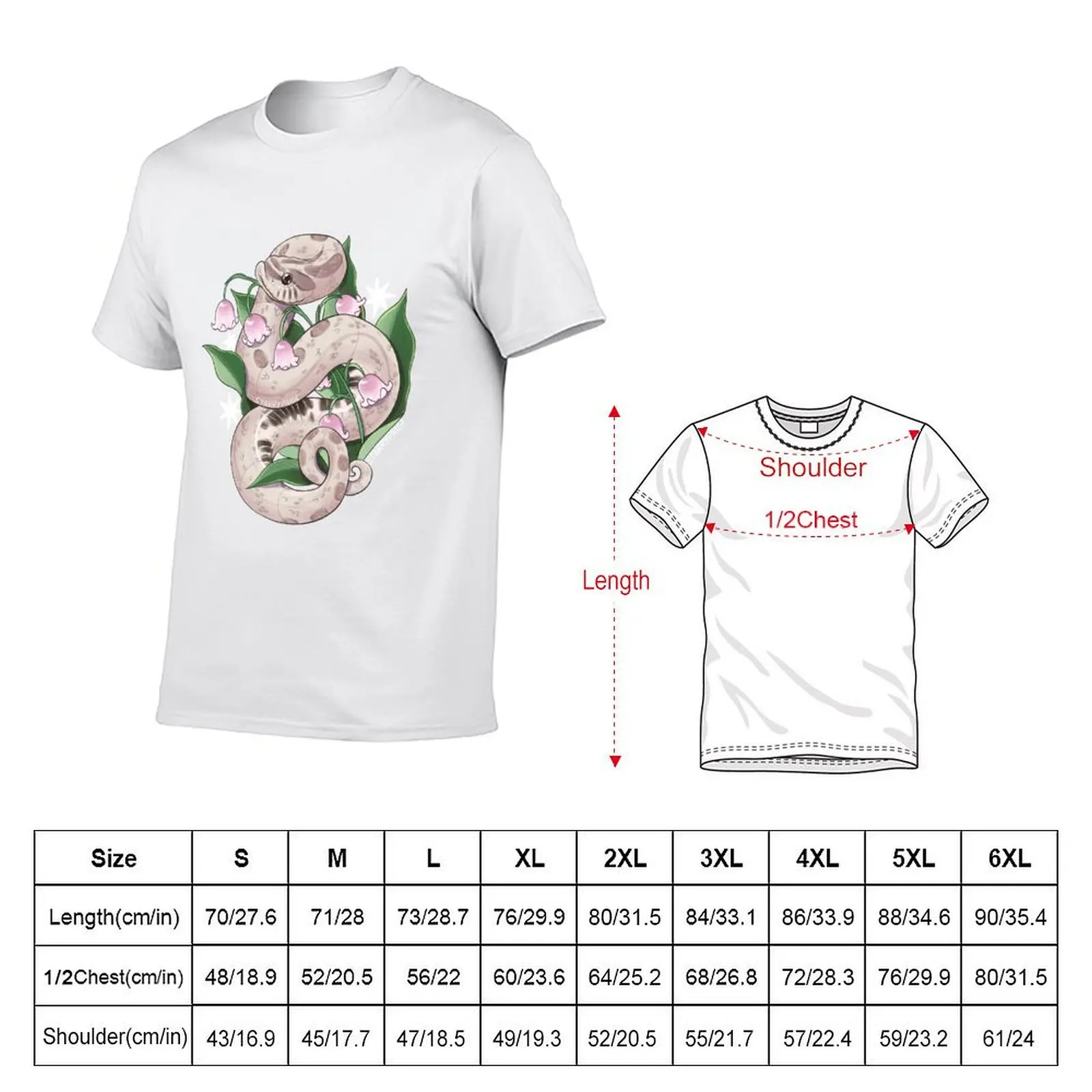 Lavender Hognose Snake with Lily of the Valley T-Shirt men t shirt cotton 100% t shirt custom print T-Shirt