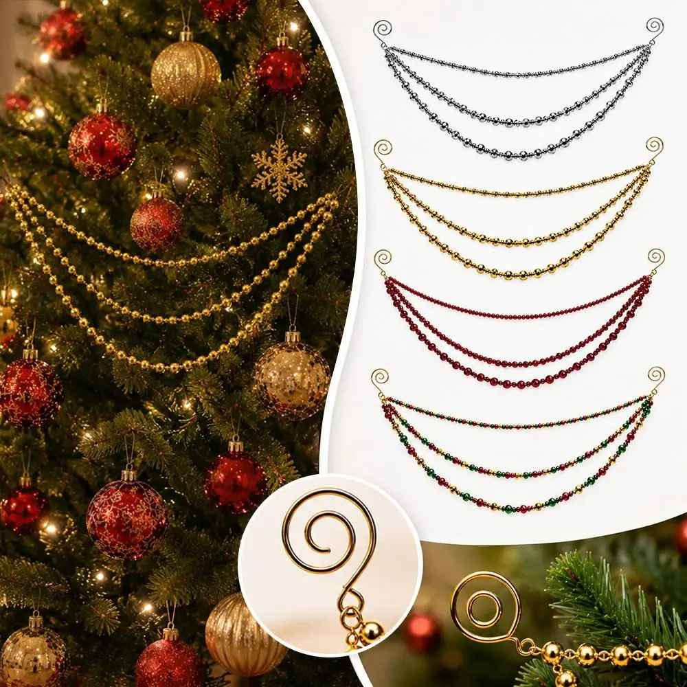 Multi Layer Christmas Beaded Hanging Shiny Finish Draped Structure Christmas Tree Hanging Beaded Christmas Tree Decor