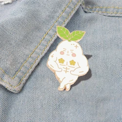 Anime Ginseng Fruit Brooches Pins Fitness Muscular Male Elf Enamel Pin Metal Badges Clothes Lapel Bag Hats Jewelry Gifts for Men