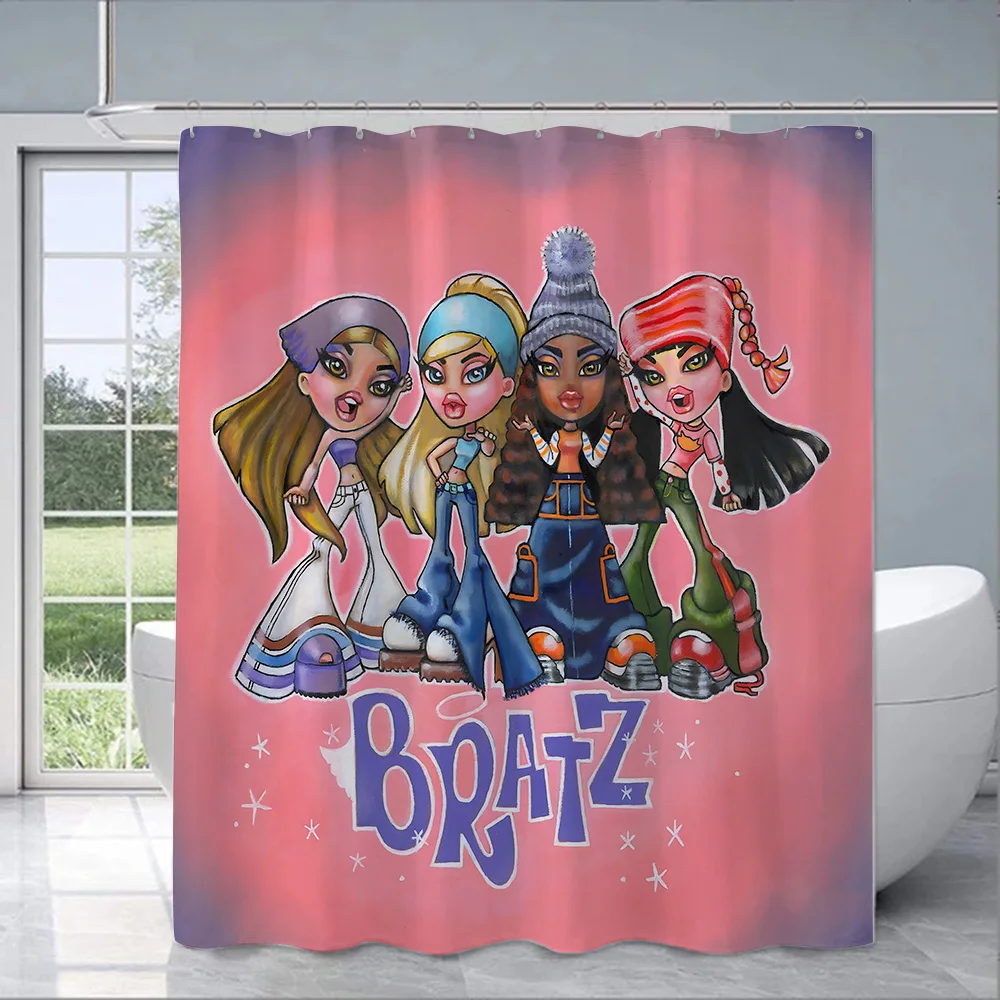 Cute Girl B-Bratzs Doll Shower Curtain Waterproof Polyester Fabric Paint Colorful Bath Curtains Home Bathroom Curtain With Hook