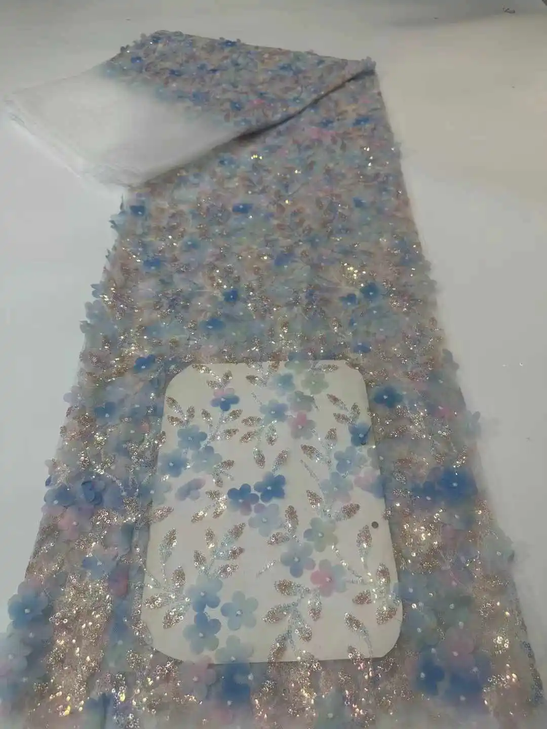 

Nigerian Luxury Sequins Tulle Lace Fabric 2025 High Quality Beads African Lace Fabrics French For Women Wedding Party Dresses