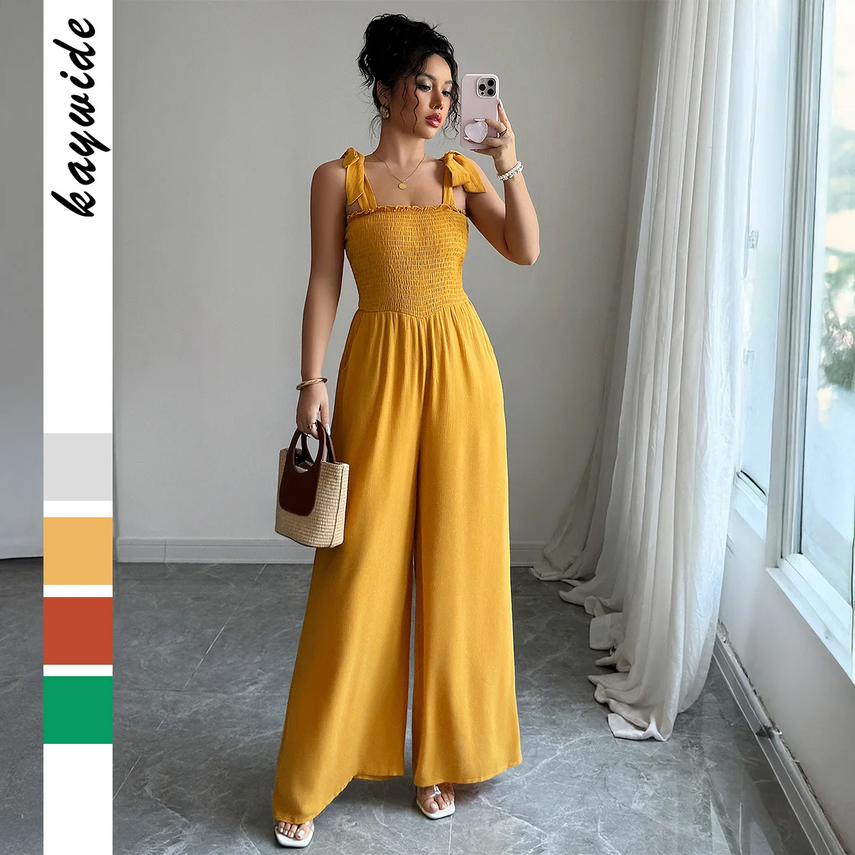 

Fashionable Casual High-end Simple Suspender High-waisted Wide-leg Jumpsuit Women's Clothing 2026 Spring-summer