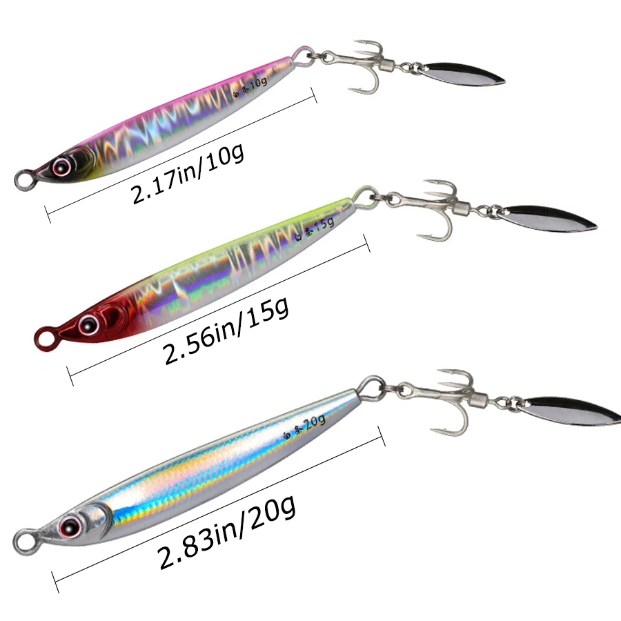Mrlurion 10 g/15 g/20 g schnell sinkender Shore Casting Jigging-Köder, Metall-Satwasser-Trolling-Jigging-Köder mit 3D-Laser-Gesicht – Detail 1