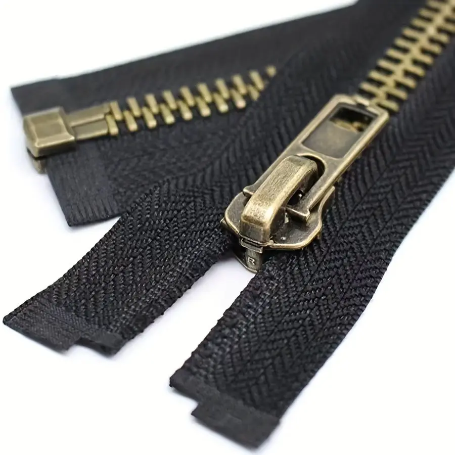 1Pc #8 Antique Brass Separating Jacket Zipper Y-Teeth 20/24/28/30/32 Inch Metal Zipper Heavy Duty Metal Zippers for Jackets