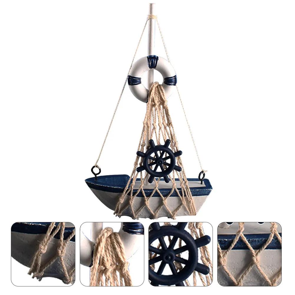 

1Pcs Mediterranean Style Wooden Sailing Boat Decor 18Cm Handcrafted Coastal Home Office Bar Bedroom Kids Room Gift