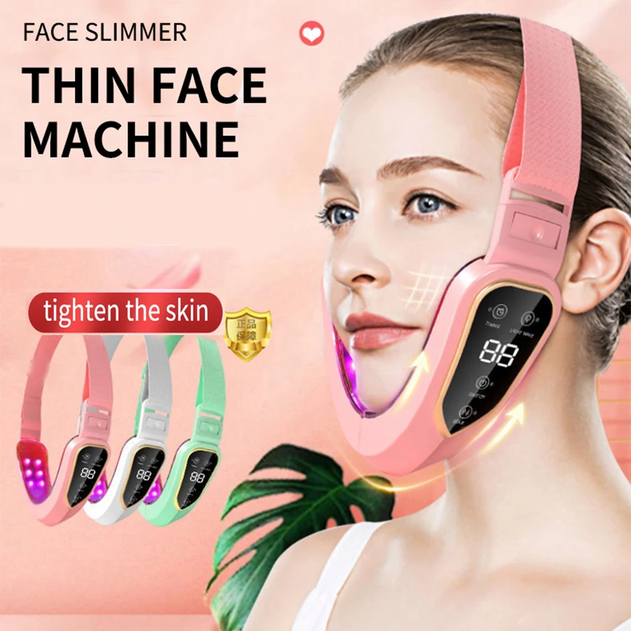 جهاز شد الوجه بالعلاج بالفوتون ليد ، تنحيف الوجه ، مدلك اهتزاز ، تسخين الذقن المزدوج ، تدليك الوجه على شكل V ، 1: #4