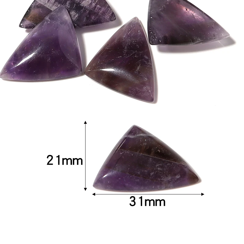 5pcs Natural Stone Amethyst Cabochon Triangle Flatback Spacers 18x27mm For DIY Jewelry Making Pendant Accessories