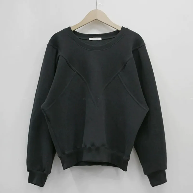 Felpa allentata moda coreana donna autunno inverno casual felpe a maniche lunghe donna pullover tinta unita top con o-collo tutto-fiammifero