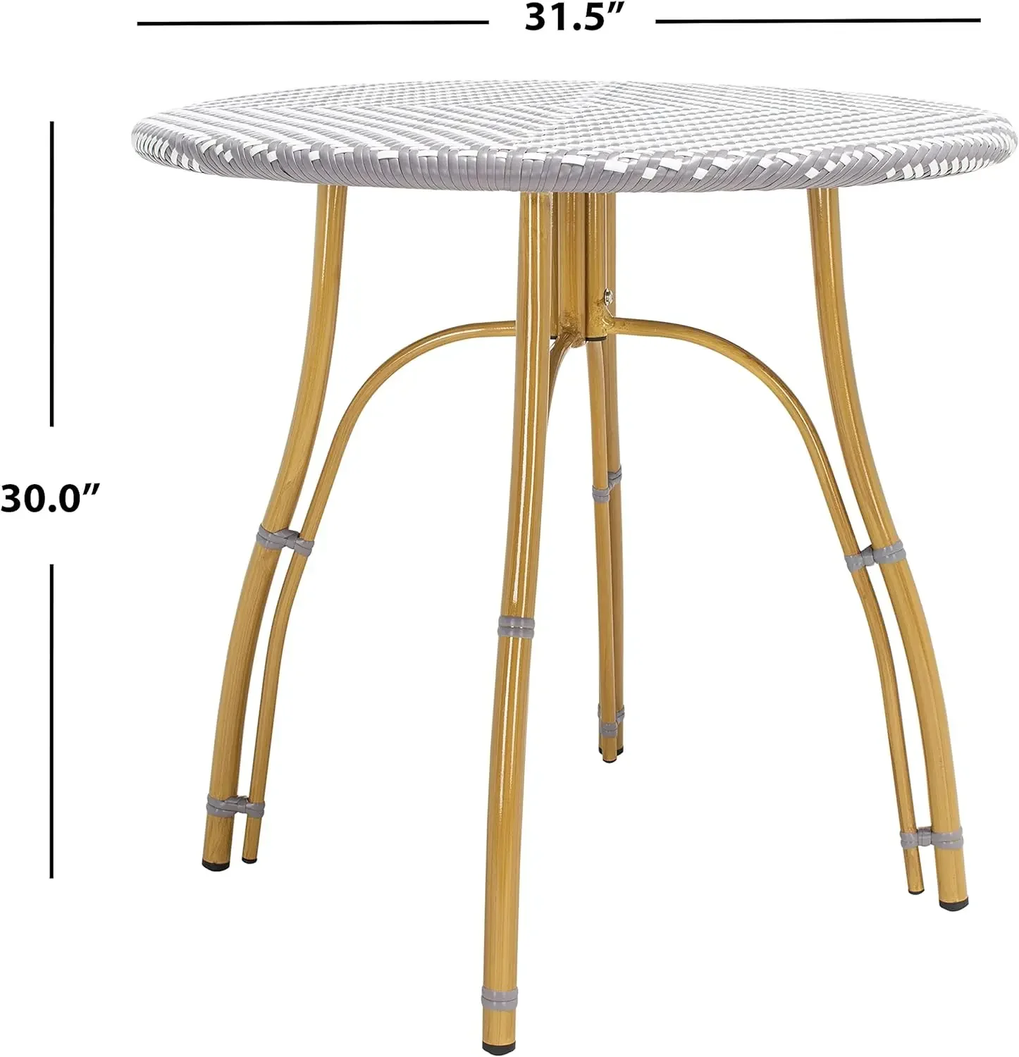 Safavieh PAT4012C Outdoor Collection Sidford Bistrotisch aus weißem Rattan