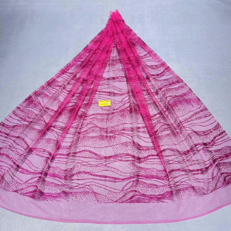 

Розово-красная ткань с блестками и вышивкой в африканском стиле, сетчатое кружево с клееными блестками и пайетками, тюль с золотым напылением для свадеб и вечеринок, горячая распродажа