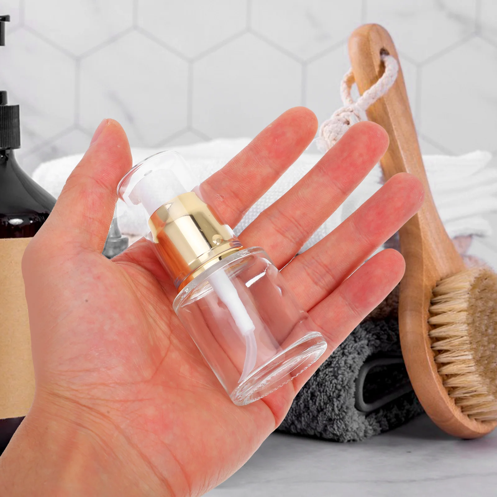 3Pcs Portable Empty Pump Bottles Silver White Premium Eco-Friendly Travel Essential Oil Nail Oil Storage