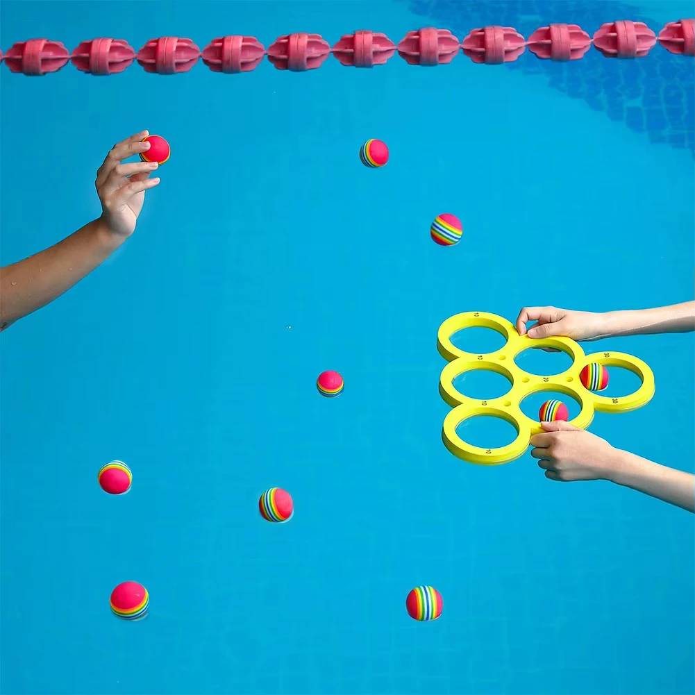 Pool Games Set with 10 Rainbow Balls Pool Floating Throwing Games Floating Pool Water for Teens Adults and Family