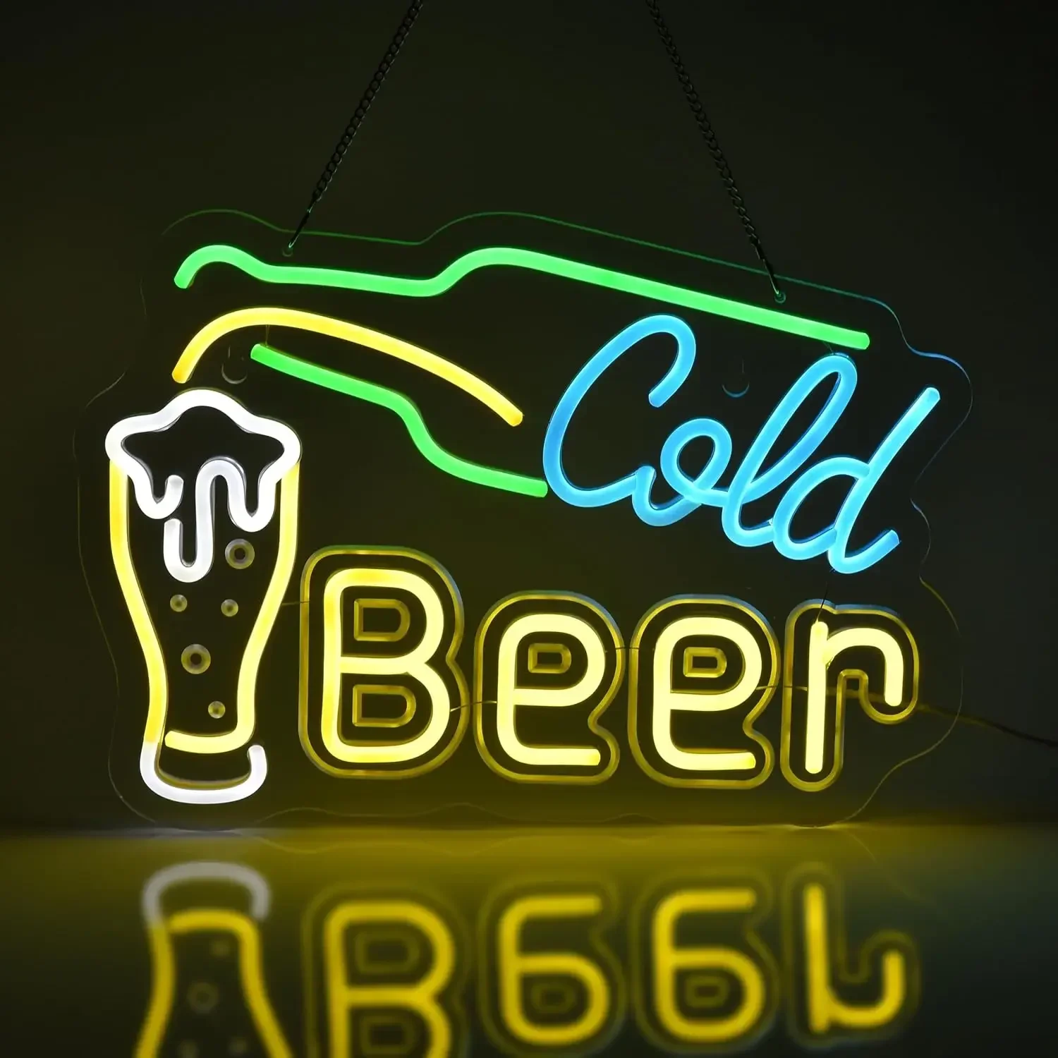 

Cold Beer Neon Sign USB Dimmable LED Neon Light Sign for Drink Bar Man Cave Bedroom Hotel Shop Garage Game Room Party Wall Decor
