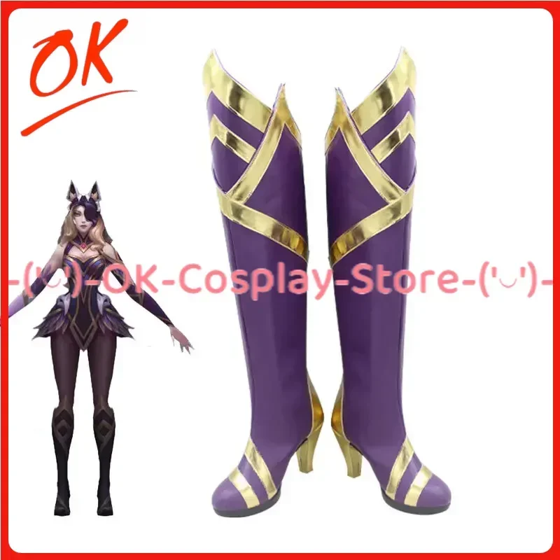 [Personalizzato] LoL Ahri Scarpe Cosplay Gioco Anime Gioco di ruolo Costume Prop Halloween Carnevale Festa Festa Stivali in pelle PU