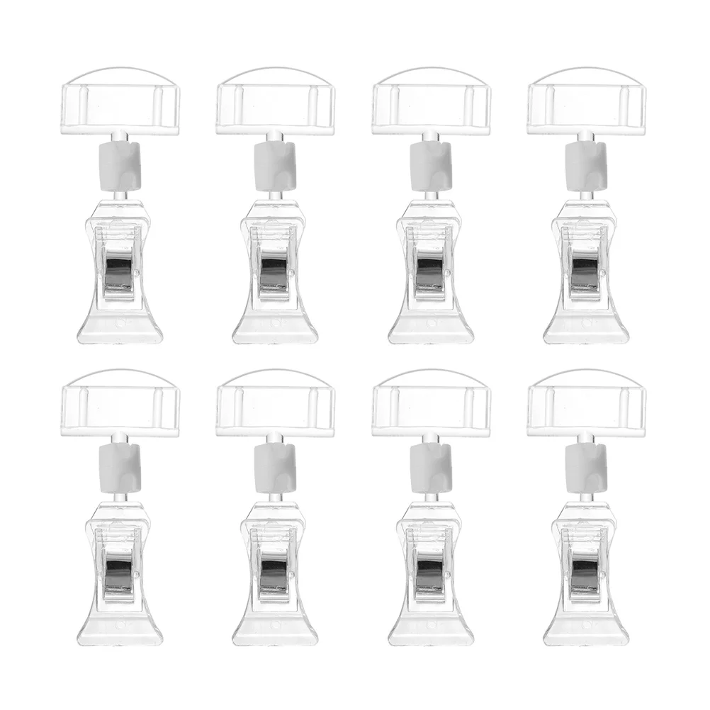 

8pcs Price Signs Clip Holder Clear Acrylic Swivel Clamp Paper Card Display Stand Retail Store Supplies Wear Resistant
