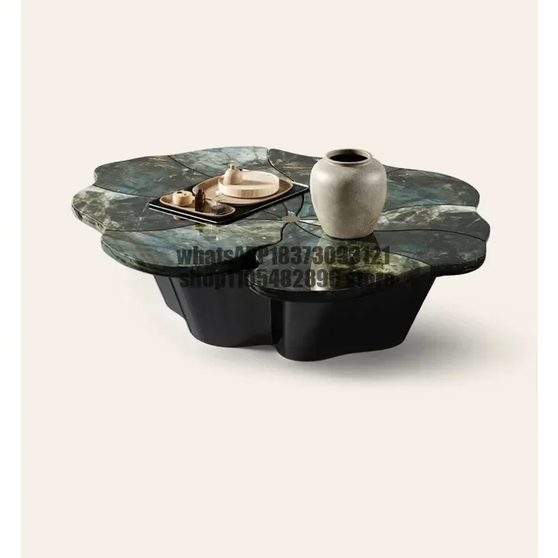 Coffee table living room Italian light luxury high sense, lotus leaf special-shaped creative marble coffee table